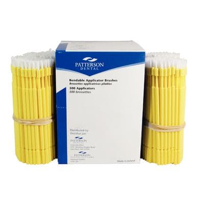 Patterson® Bendable Applicator Brushes, Fine Tip, Yellow, 10 cm Handle, Disposable, 500/Pkg - Patterson® Bendable Applicator Brushes - Yellow, 500/Pkg - Image 1