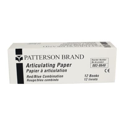 Patterson® Articulating Paper, Thin 63 Microns, Red/Blue, 12 Sheets/Pkg - Patterson® Articulating Paper - Thin, 63 Microns, Red/Blue, 12/Pkg - Image 1