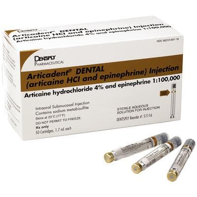 Articadent 4% Articaine HCl with Epinephrine 1:100,000 Dental Anesthetic Cartridges, 1.7 mL, 50/Box, 51116 thumbnail 15