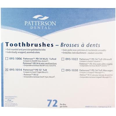 Patterson 32 Tuft Toothbrush, Soft, Adult, Assorted Colors, 72/Pkg - Patterson 32 Tuft Toothbrush – 72/Pkg - Patterson 32 Tuft Toothbrush – 72/Pkg - Image 1