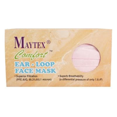 Comfort™ Procedure Face Mask, ASTM Level 2, Ear Loop, Pleated, Fluid Resistant, Latex Free, Pink, One Size Fits Most, 50/Box thumbnail 3