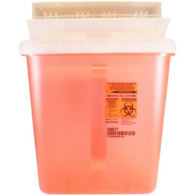 SharpSafety™ Sharps Container with Horizontal Drop Lid, Transparent Red, 2 Gallon, 10.5"W x 12.75"H x 7.25"D, 89671 thumbnail 4