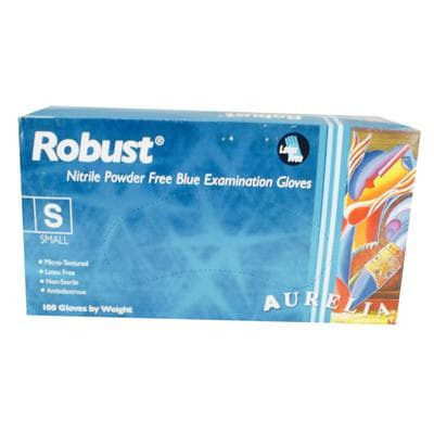 Aurelia® Robust™ Soft Nitrile Exam Gloves, Powder Free, Non-Sterile, Small, Blue, 100/Box, 93896 thumbnail 2