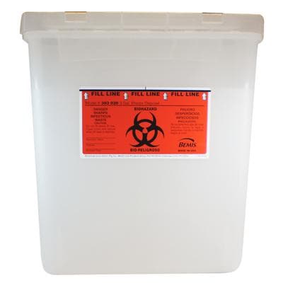 Sentinel Sharps Container, 3-Gallon, Translucent Beige, Horizontal Drop Lid, 12/Case thumbnail 4