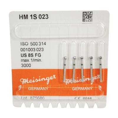 Meisinger HM1S Tungsten Carbide Bur, Round #8S, Friction Grip, 2.3 mm Diameter, 5/Pkg thumbnail 3
