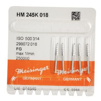 Meisinger Trimming and Finishing Carbide Bur, Friction Grip, Tapered Torpedo, 1.8 mm, 8-12 Flutes, 5/Pk, HM245K-018-FG thumbnail 7