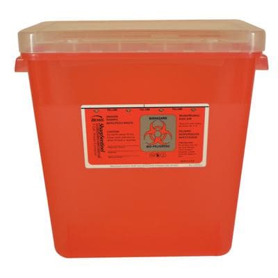 Sentinel Sharps Container, 3 Gallon, Red, Horizontal Drop, Rotating Lid, 12/Box, 042.649.00 thumbnail 5