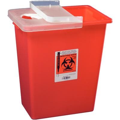 Cardinal SharpSafety Large Volume Sharps Container, 8 Gallon, Red, Hinged Lid, 8980 thumbnail 4