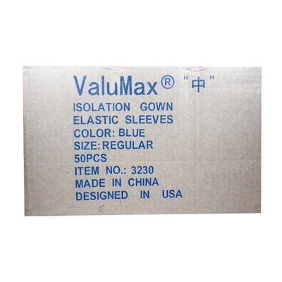 Valumax Isolation Gowns with Elastic Cuffs, Blue, Disposable, Knee-Length, 50/Pk, 3230B thumbnail 7