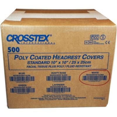 Crosstex Polycoated Headrest Covers, 10" x 10", White, Standard, 500/Case, L0WH thumbnail 11