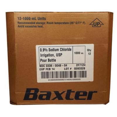 Baxter 0.9% Sodium Chloride Irrigation USP, 1000 mL Plastic Pour Bottle, 12/Case thumbnail 2