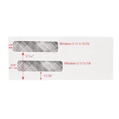 Double Window Envelopes, 8-3/4" W x 3-5/8" H, Self-Seal, Security-Lined, 250/Pkg, Quicken® and QuickBooks Compatible - Double Window Envelopes - 8-3/4 W x 3-5/8 H, Self-Seal, Security-Lined, 250/Pkg, Quicken® and Quickbooks Compatible - Image 1