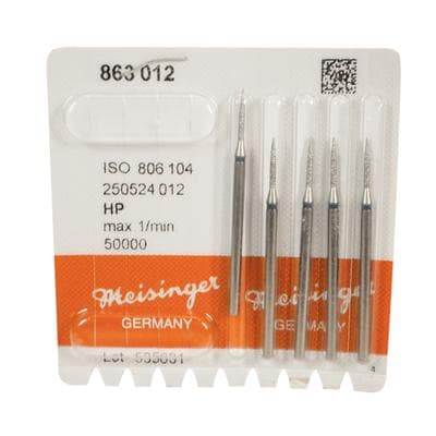 Meisinger Multi-Use Diamond Bur, HP, Long Flame, #863, 1.2 mm, Medium Grit, Blue Ring, 5/Pk, 863-012-HP thumbnail 8