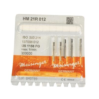 Meisinger Tungsten Carbide Bur #1158, HM 21R Straight Dome FG, 1.2 mm Diameter, 5/Pkg thumbnail 4