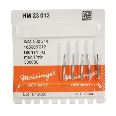 Meisinger Tungsten Carbide Bur HM 23 (Tapered Fissure) FG, #171, 1.2 mm Diameter, 5/Pkg, HM23-012-FG thumbnail 6