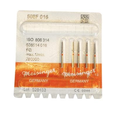 Meisinger Crown Prep Diamond Bur with Tapered Guide Tip, FG, #508F-016, 1.6 mm, Fine (Red), 5/Pk, 508F-016-FG thumbnail 7