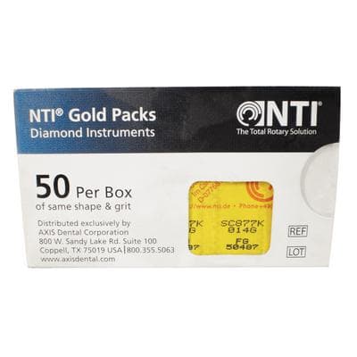 NTI Gold Pack Diamond Bur, FG, Super Coarse, Curettage, #877K-014SC, 1.4 mm Diameter, 6.0 mm Length, 50/Pack, SC877K-014G thumbnail 4