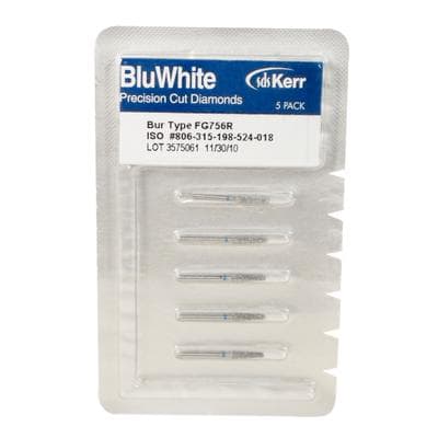 BluWhite Diamond™ Bur, FG, Fine Grit, Red Ring, Cone Taper Round End, #757F, 1.6 mm Diameter, 12.2 mm Length, 5/Pkg - BluWhite Diamond™ Burs – FG, Fine, Red, Cone, Taper Round End, 5/Pkg - # 757F, 1.6 mm Diameter, 12.2 mm Length - Image 1