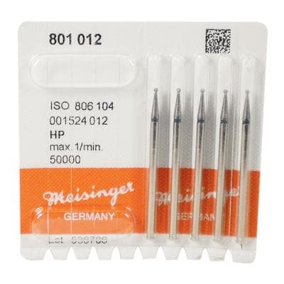 Meisinger Diamond Bur #801-012-HP, Round, Medium Grit, 1.2 mm Diameter, Handpiece (HP), 5/Pack thumbnail 6