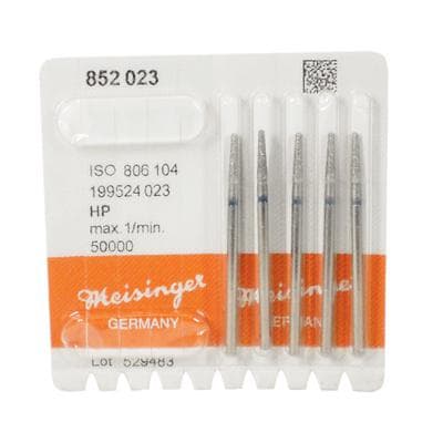 Meisinger 852-023-HP Medium Grit Diamond Bur, Round End Taper (Cone), 2.3 mm Diameter, 10 mm Working Length, HP Shank, 5/Pack thumbnail 7