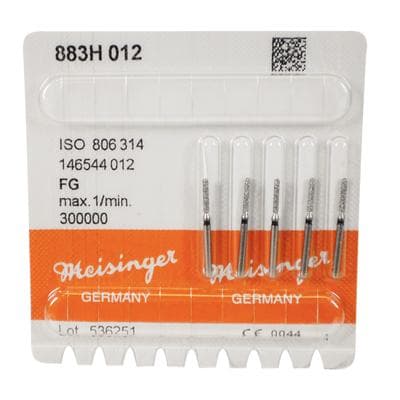 Meisinger 883H-012-FG Diamond Bur, Super Coarse (Black), Round End Cylinder, FG, 1.2 mm Head Diameter, 7.0 mm Head Length, 5/Pkg thumbnail 8