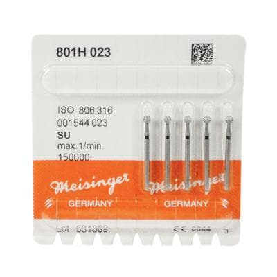 Meisinger 801H-023-SU FG Surgical X-Long Diamond Bur, Round, Super Coarse, 2.3 mm, 5/Pack thumbnail 7