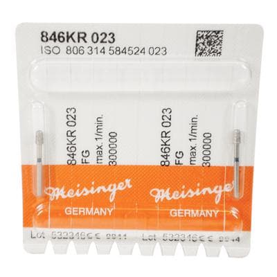 Meisinger 846KR-023-FG Diamond Bur, Round Edge Tapered (Cone), Medium Grit, Blue Ring, FG, 2.3 mm Head Diameter, 3.5 mm Head Length, 2/Pkg thumbnail 7