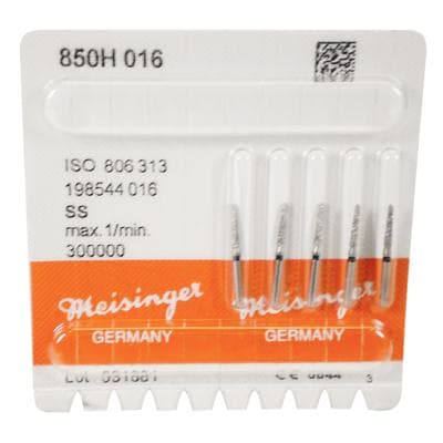 Meisinger 850H-016-SS Diamond Bur, Round End Tapered (Cone), Super Coarse (Black), Friction Grip Short Shank, 1.6 mm Head Diameter, 8.0 mm Head Length, 5/Pack thumbnail 6