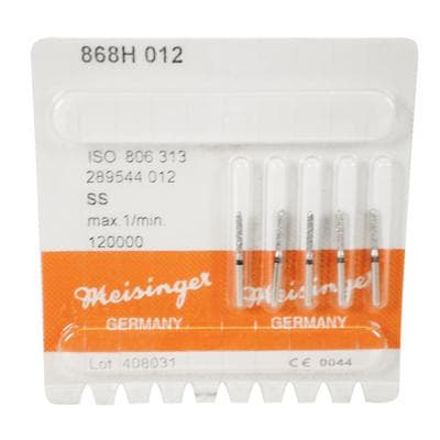 Meisinger 868H-012-SS Diamond Bur, FG Short Shank, Super Coarse (Black), Torpedo/Cylinder, 1.2 mm Head Diameter, 8.0 mm Head Length, 5/Pkg thumbnail 5