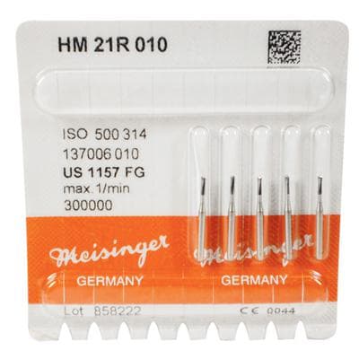 Meisinger Tungsten Carbide Bur #1157, HM 21R Straight Dome FG, 1.0 mm Diameter, 5/Pkg thumbnail 4