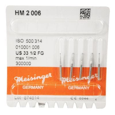 Meisinger Tungsten Carbide Bur HM 2 Inverted Cone FG, #33-1/2, 0.6 mm, 5/Pkg thumbnail 5