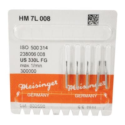 Meisinger Operative Tungsten Carbide Bur, Friction Grip, Long Pear, 0.8 mm, 5/Pk, HM7L-008-FG (330L) thumbnail 8