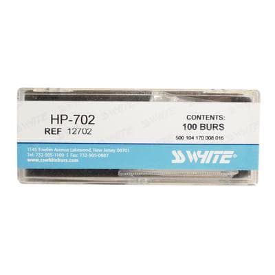 SS White Standard Operative Carbide Burs, HP, Taper Flat End Cross Cut Fissure, #702, 1.6 mm Diameter, 4.5 mm Length, 100/Pk, 12702 thumbnail 13