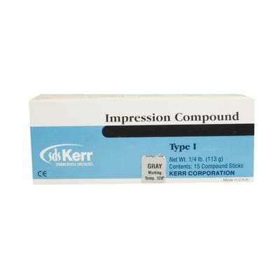 Kerr Impression Compound Sticks, Gray, Type 2 Medium Fusing, 1/4 lb (113 g) per Stick, 15 Sticks per Box, #00455 thumbnail 10