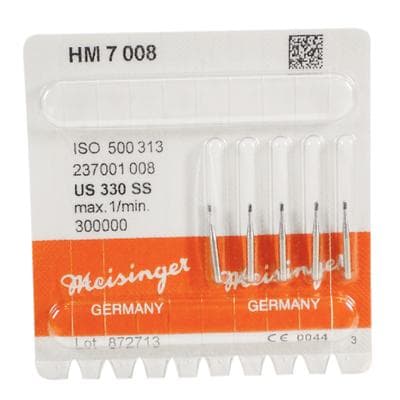 Meisinger Tungsten Carbide Bur HM7-008-SS, Pear Shape, #330, Friction Grip Short Shank, 0.8 mm Diameter, 5/Pkg thumbnail 6
