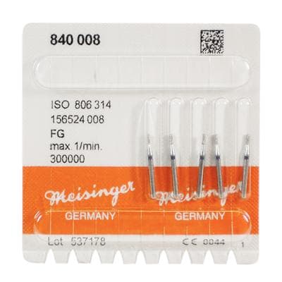 Meisinger 840-008-FG Medium Diamond Bur, Round Edge Cylinder, Friction Grip, 0.8 mm Head Diameter, 3.0 mm Head Length, Blue Ring, 5/Pack thumbnail 7