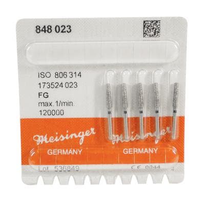 Meisinger 848-023-FG Diamond Bur, Medium Grit, Flat End Tapered, FG, 2.3 mm Head Diameter, 10 mm Working Length, 5/Pack thumbnail 6