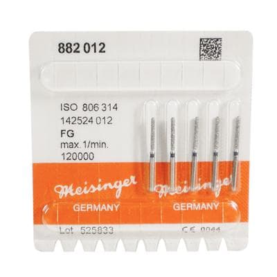 Meisinger 882-012-FG Multi-Use Diamond Bur, Round End Cylinder, Medium Grit, Blue Ring, 1.2 mm Head Diameter, 10 mm Working Length, Friction Grip, 5/Pk thumbnail 7