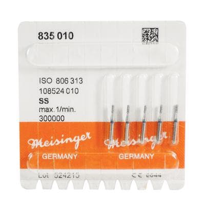 Meisinger 835-010-SS Medium Diamond Bur, Cylinder, Flat End, Friction Grip Short Shank, 1.0 mm Head Diameter, 3.5 mm Head Length, Blue Ring, 5/Pk thumbnail 7
