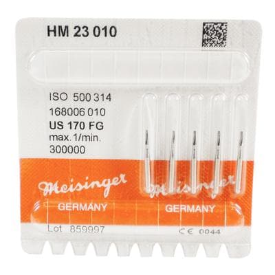 Meisinger HM23-010-FG Tungsten Carbide Bur, FG, Tapered Flat End, #170, 1.0 mm, 5/Pk thumbnail 7