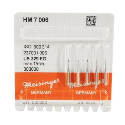 Meisinger Tungsten Carbide Bur HM7-006-FG, Pear Shape, #329, 0.6 mm Diameter, Friction Grip, 5/Pkg thumbnail 6