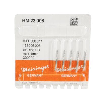 Meisinger Tungsten Carbide Bur HM 23 (Tapered Fissure) FG, #168, 0.8 mm Diameter, 5/Pkg, HM23-008-FG thumbnail 5