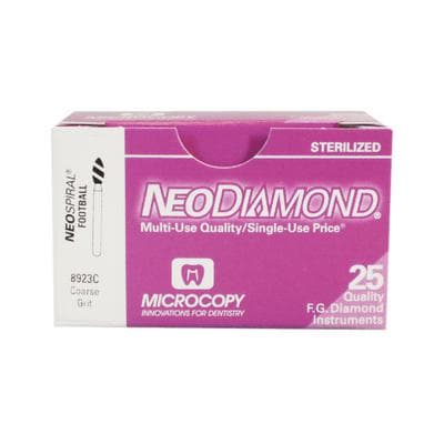 NeoDiamond NeoSpiral Disposable Diamond Bur, FG, Coarse, Green Ring, Football Shape, #368/8923C, 2.3 mm Diameter, 5.2 mm Length, 25/Pkg thumbnail 4