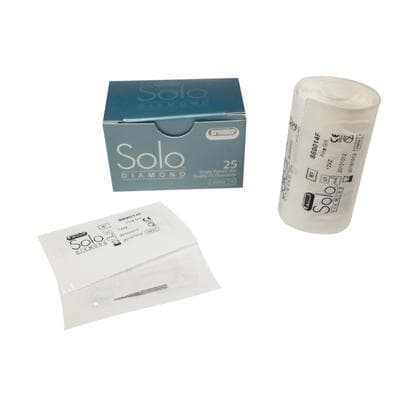 Solo Diamond™ Single-Use Diamond Burs – FG, Fine, Red, Cone Point End, #859, 1.4 mm Head Diameter, 10.0 mm Head Length, 25/Pkg - Solo Diamond™ Single-Use Diamond Burs – FG, Fine, Red, Cone Point End, 25/Pkg - Pointed Cone Point End, # 859, 1.4 mm Head Diameter, 10.0 mm Head Length - Image 1