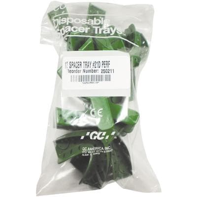 COE Disposable Spacer Impression Trays, Perforated, Lower 21D Medium, Full Arch, Green, 12/Bag - COE® Disposable Spacer Impression Trays – Perforated, Green Color, 12/Bag - Lower 21D Medium, Full Arch - Image 1