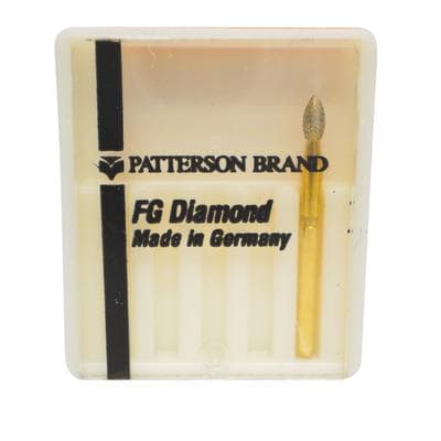 Patterson® Diamond Instrument FG, Pear, Ultra Fine Grit, Yellow Ring, #830-016, 1.6 mm Diameter, Friction Grip, 1/Pkg thumbnail 2
