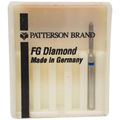 Patterson® Diamond Instrument, FG, Medium Grit, Blue Ring, Cone Round End, #867-010, 1.0 mm Diameter - Patterson® Diamond Instruments – FG, Medium, Blue, Cone, Cone Round End - # 867-010, 1.0 mm Diameter - Image 1