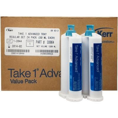 Kerr Take 1 Advanced VPS Impression Material, Tray Heavy Body, Regular Set, Dark Blue, 50 mL Cartridges, Value Pack of 24, #33964 thumbnail 9