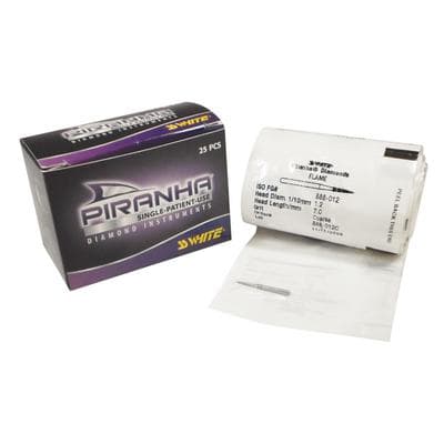 Piranha® Single Patient Use Diamond Bur, Flame Shape, Coarse Grit, Friction Grip, #888-012C, 1.2 mm Diameter, 25/Pkg thumbnail 7