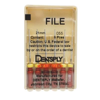 Dentsply Maillefer K-File, Stainless Steel, 21 mm, #55, Red, 6/Pk, 671110 thumbnail 14